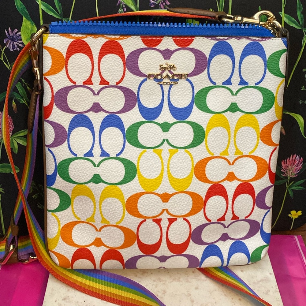 104 - NWOT Coach Jess Slim Crossbody in Signature Rainbow Jacquard